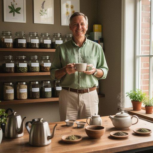 Zeleni čaj s medom i limunom poslužen u šalici na drvenom stolu.